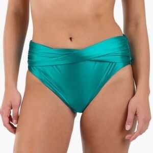 NWT La Blanca Earth Goddess Mid-Waist Twist Front Swim Bottoms - Teal Size 6